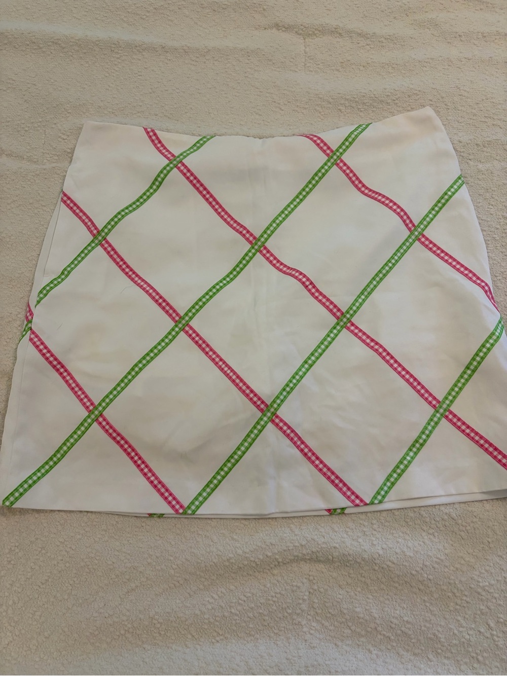 White Golf Skirt with Pink and Green Diagonal Trim